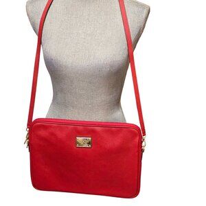 Michael Kors Red Leather Shoulder/ laptop Carry Handbag